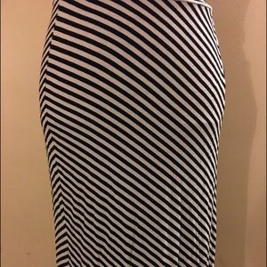 Black and white long striped skirt
